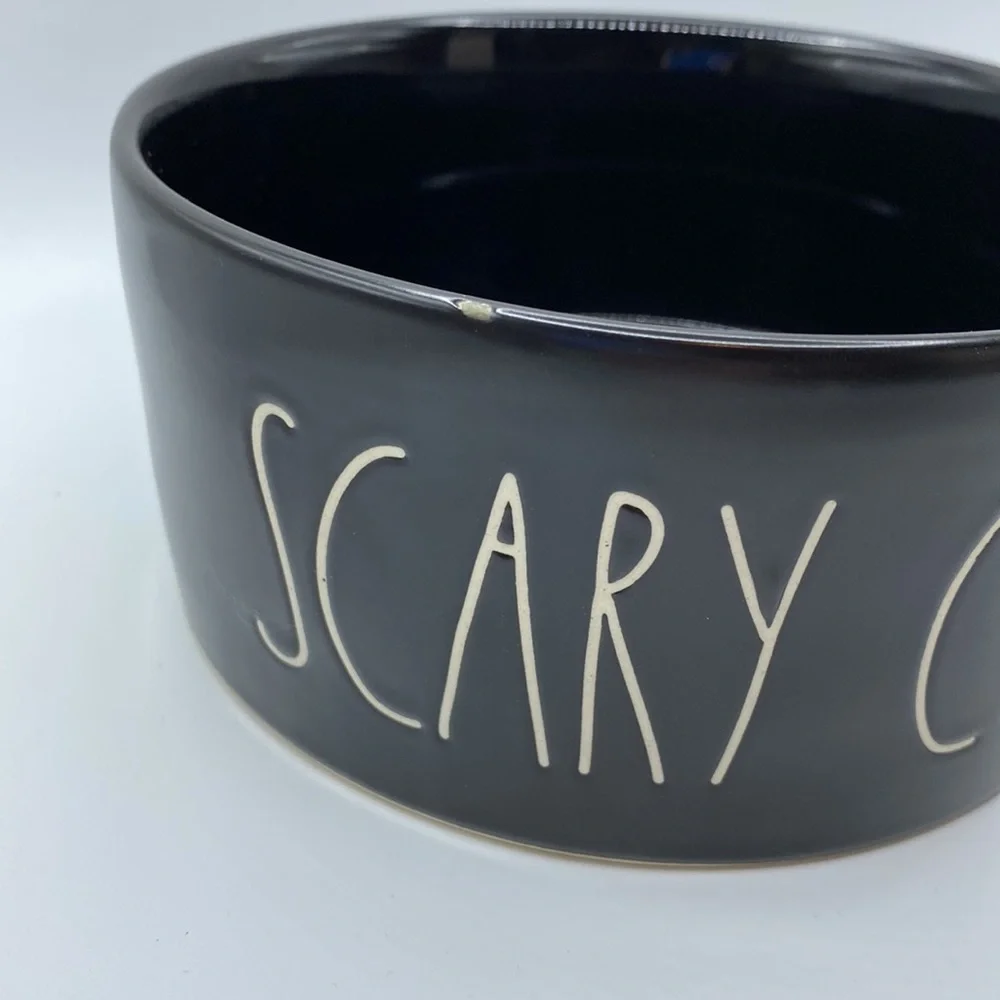 Rae Dunn Black Scary Cute Dog Bowl Halloween
